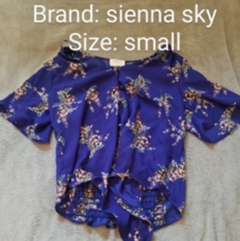 Dark blue blouse with floral print